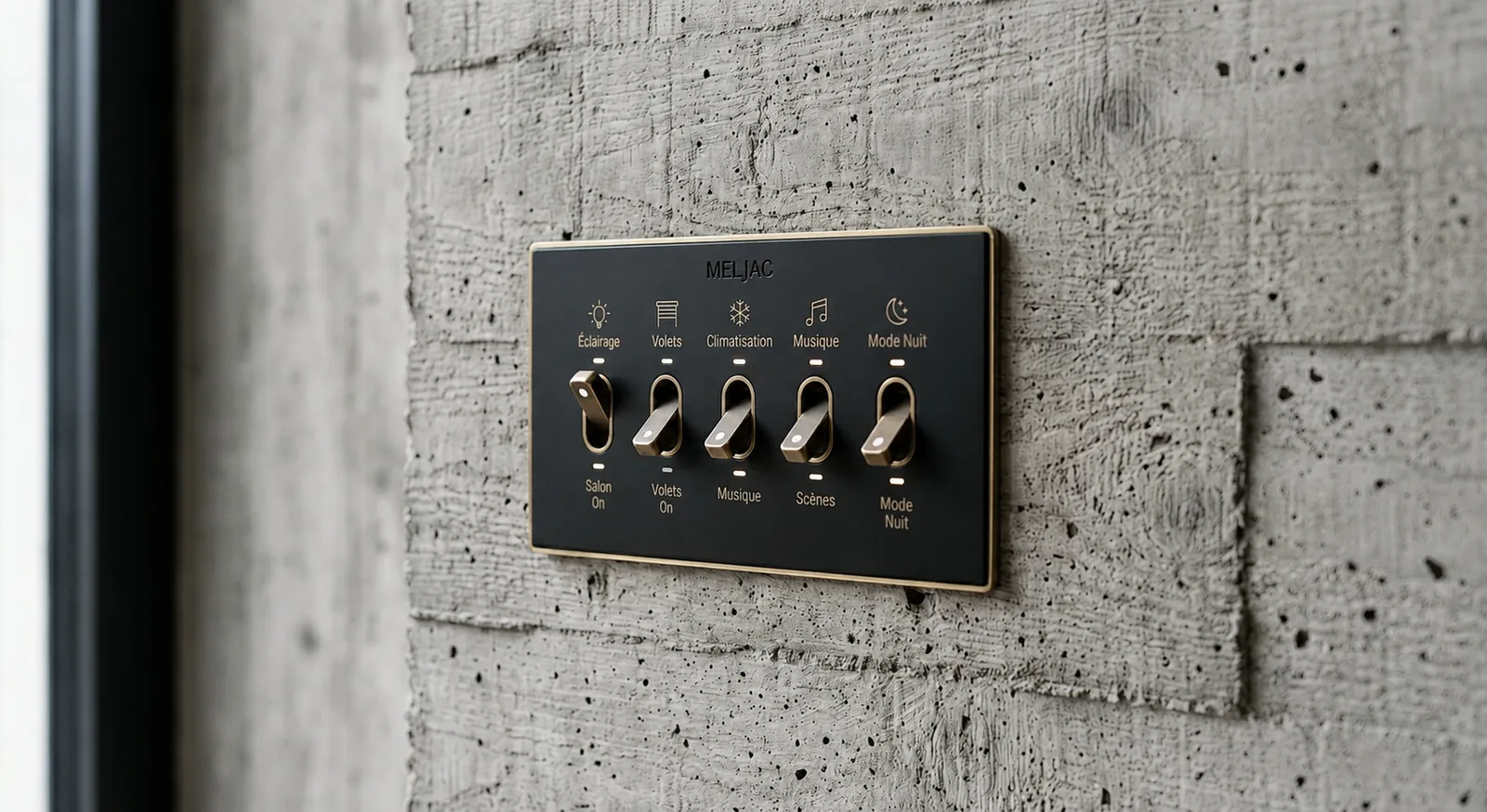Intégration domotique haut de gamme : clavier mural design sur béton