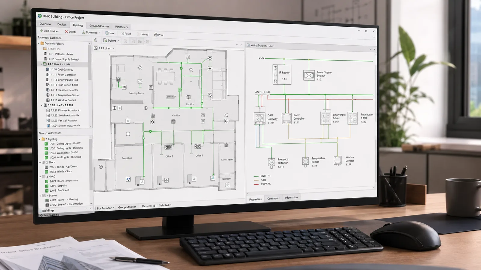 Configuration de système domotique KNX sur logiciel ETS pour projet professionnel